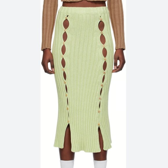 Baserange LouLou Mint Green Knit Skirt w/ Cutouts Small - Picture 3 of 8